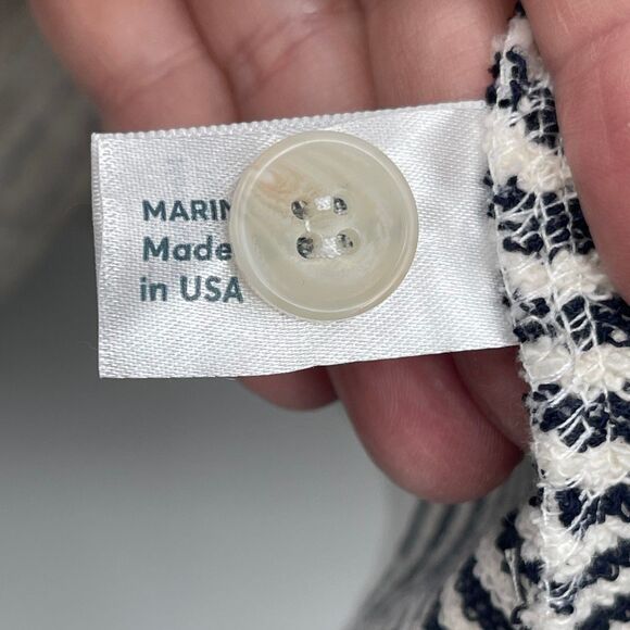 Marine Layer Gray White Striped Drawstring Montecito Beach Hoodie Size Large - Picture 6 of 10